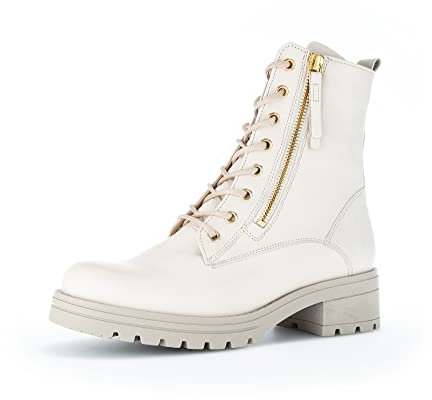 Gabor Damen Combat Boots, Frauen Stiefeletten,Wechselfußbett,Moderate Mehrweite (G),uebergangsstiefel,warm,Ivory(Flaush/Gold),38.5 EU / 5.5 UK