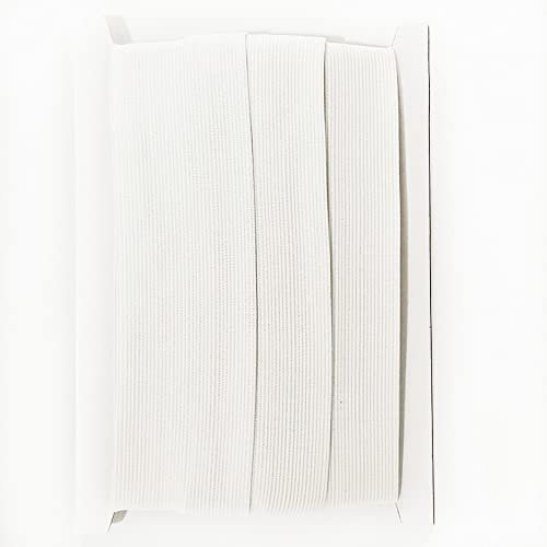 10M Cinta Elástica de Costura 10 Metros x 45mm de Ancho, Goma para Coser Ropa y Manualidades, Elástico para Costura, Blanco (101, 45mm X 10M)