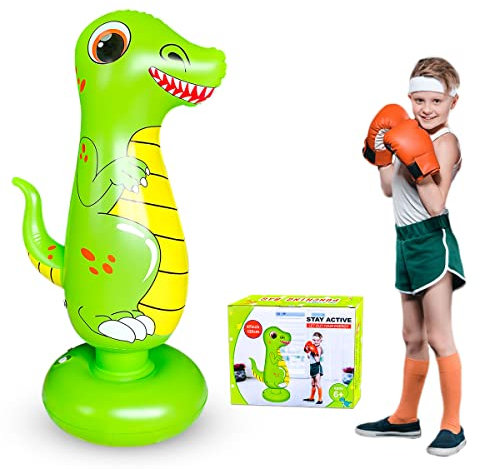 Punch Bag for Kids,kids dinosaur boxing bag,Free Standing Boxing Bag for Immediate Bounce Back Heavy Punching Bag for Practicing Karate,Taekwondo,De-Stress Boxing Bag for Boy/Girl