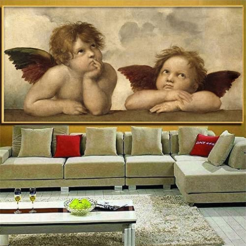 Roogsoo Diamant Painting Bilder,DIY 5D Diamond Painting Erwachsene Groß Stickerei Malen Nach Zahlen Kit Full Gem Art Dots Daiments Painting Kunsthandwerk Deko Diamant Malerei Süßer Engel 50x100cm
