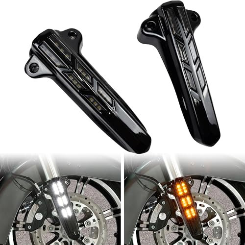 VEISUTOR Front Lower Fork Leg Covers for Street Glide 2014-2020, LED Front Lower Fork Slider Light for Harley Touring Street Glide Road King Electra Glide Ultra Limited 2014-2020 Accessories