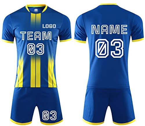 LJYTMZ Personifizieren Fussball Trikot Kinder Erwachsene Hemd & Kurze Set mit Nummer Name Team Logo Fußballtrikot Geschenke für Jungs