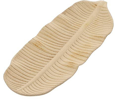 Holz-Schale in Blatt-Design Obstschale/Ablage Teller 36 cm lang/hellbraune Natur Dekoration aus MDF