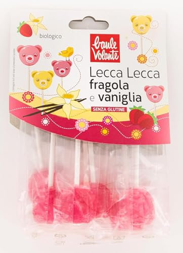 Baule Volante, Lecca lecca orsetti fragola e vaniglia bio, senza glutine, 64g