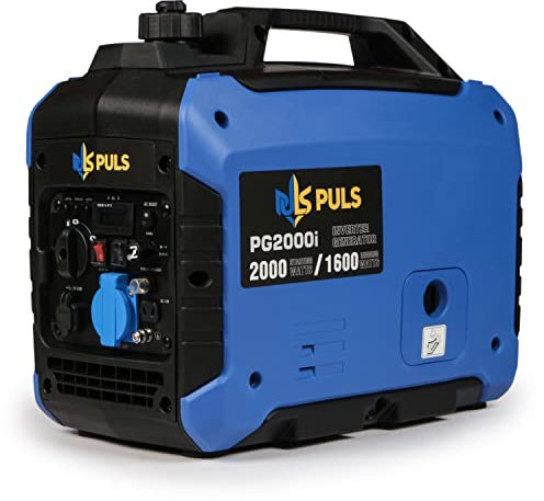 Grupo electrógeno inverter PULS energy PG2000i de 2000 vatios | Generador de energía de gasolina 2 kW | 4,5 l de capacidad del tanque | motor inverter de 4 tiempos | funcionamiento silencioso de 58 dB
