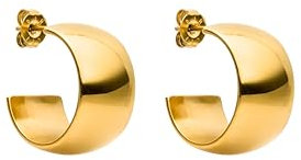PURELEI® Signature Bold Ohrringe (Gold), Wasserfeste Damen Ohrringe, Kleine, dicke, elegante Creolen aus Edelstahl, Geschenk für Frauen, 18 mm Durchmesser