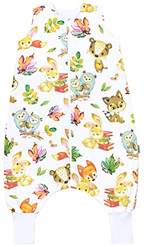 TupTam Baby Sommer Schlafsack mit Beinen 0.5 TOG OEKO-TEX zertifizierte Materialien unwattiert Unisex, Farbe: Fuchs Eule Hase, Größe: 110-122