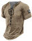 LUNULE Sweatshirt Herren Basic Tops Herren Mode MäNner Mittelalter Retro SchnüRen Henley Shirt V-Ausschnitt Kurzarm Vintage Casual Tshirts Sommer Outdoor T-Shirt Herren Schwarz (Braun, L)