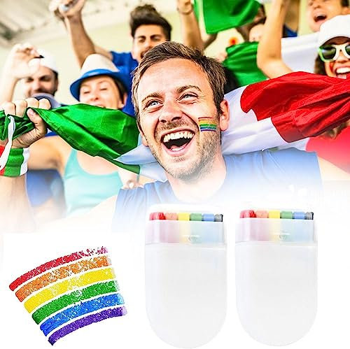 WSRRDRECVHi Rainbow Pride Flag Face Paint,Gay Pride Rainbow Stripe Fan Brush Stick,Face Body Paints for Gay Pride Celebrations Parade,Cosplay, Party,Halloween Makeup