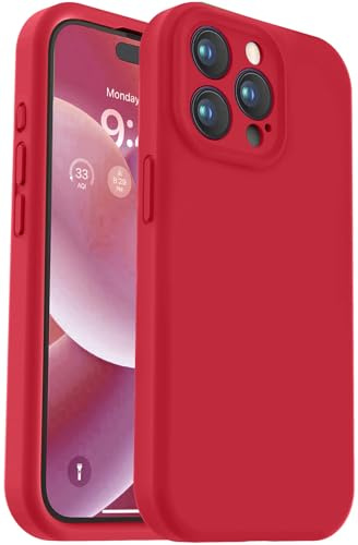 Vooii Compatible with iPhone 15 Pro Max Case, Upgraded Premium Silicone, [Camera Protection] [Fit for Battery Charger Cases] Shockproof Phone Case for iPhone 15 Pro Max 6.7 inch - Red