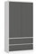 AKORD Zweitüriger Kleiderschrank S 90 cm 2 Schubladen mit Regalen und Einer Kleiderstange für EIN Schlafzimmer Kleiderschränke Minimalistischer Stil | Laminierte Platte 16 mm | Farbe Weiß/Graphitgrau