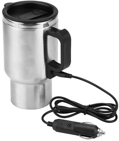 LZYWOD Tasse électrique de voiture, 12 V 450 ml, en acier inoxydable, tasse de voyage auto-chauffante, tasse chauffante de voyage pour le café et le thé pour chauffer l'eau, le café, le lait et le thé