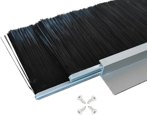 Retsun - Confezione da 5 spazzole per porta a doppio strato, 6,3 cm di larghezza x 99,8 cm di lunghezza, in alluminio, resistente, per porta del garage e del garage, riempitivo esterno per porta
