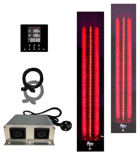 SET frameless InfraROTmed MAX© Tiefenwärmestrahler 1x 500W + 1x 750W + Steuerung icon 2 TOUCH, Infrarotstrahler für Sauna und Infrarotkabine, Vollspektrumstrahler (1x500W + 1x750W + Steuerung)