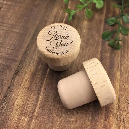 Tapón de vino personalizado de madera de 2,8 x 3 x 1,8 cm, grabado para boda, aniversario, botella de vino, decoración con logotipo de fiesta