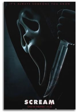 Scream Filmposter auf Leinwand, Raumdekoration, ästhetisches Poster, künstlerisches Poster für Schlafzimmer, Wohnzimmer, Wände, 50 x 75 cm, ungerahmter Stil
