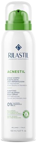 Rilastil Acnestil Körperspray reinigend und gegen Hautunreinheiten, sebonormalisierend, beruhigend mit Niacinamid, Glykolsäure und Mandelsäure, 150 ml