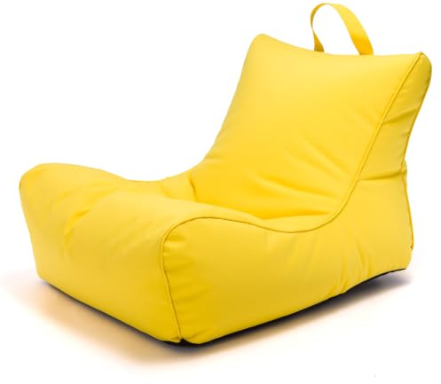 Ecopuf Outdoor Sitzsack Flavio – wetterfester Bean Bag Gelb - mit EPS-Perlenfüllung – idealer Sitzsack Sessel für Garten, Pool und Terrasse – Sitzbreite: 60 cm, Rückenlehne: 60 cm