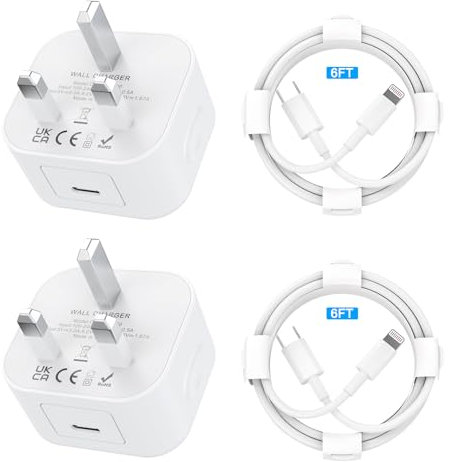 for iPhone Charger Apple MFi Certified 20W USB-C Fast Charger 2-Pack with 6FT Lightning Cable - Compatible with iPhone 14/13/12/11 Pro Max/SE/XS/XR/8 Plus & More