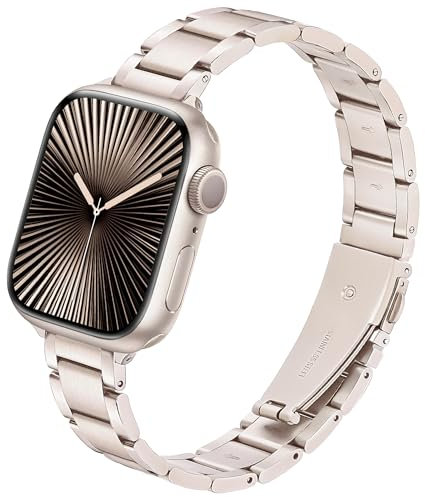 Ocaer Kompatibel mit Apple Watch Armband 42mm 41mm 40mm 38mm, Elegant Metall Edelstahl iWatch Armband für Apple Watch Series 10 9 8 7 6 5 4 3 2 1 SE, Schmal iWatch Band Damen Frauen(Polarstern)