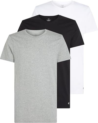 Calvin Klein Men’s 3 Pack Short Sleeve Cotton T-Shirts, Multicolor (Black, White, Grey Heather), XL