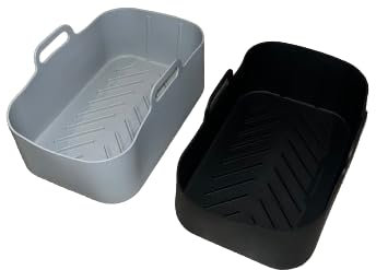 Kitchen Air fryer Liners 2PCS (Grey + Black), Reusable 100% silicon, Heat Resistant & Greaseproof, compatible w/Ninja Foodi AF300UK AF400UK & Tower T17088 Vortx, INCLUDES silicon gloves (Red)