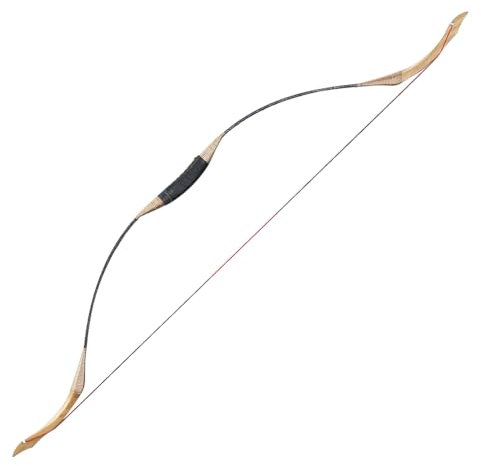 53 Zoll Traditioneller Recurvebogen Reiterbogen Jagdbogen Handgefertigter Langbogen für Jagen und Zielschießen 30-50lbs (45 lbs)