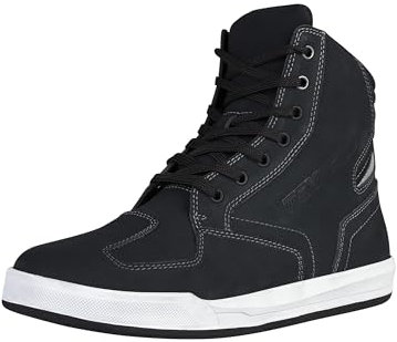 Texpeed Stivali Da Moto Uomo CE Omologati - Protettivi Da Moto ScarpeIin Pelle da motociclista Rialzate - Blu Grigio - Courte Longueur - Taglia 44 EU