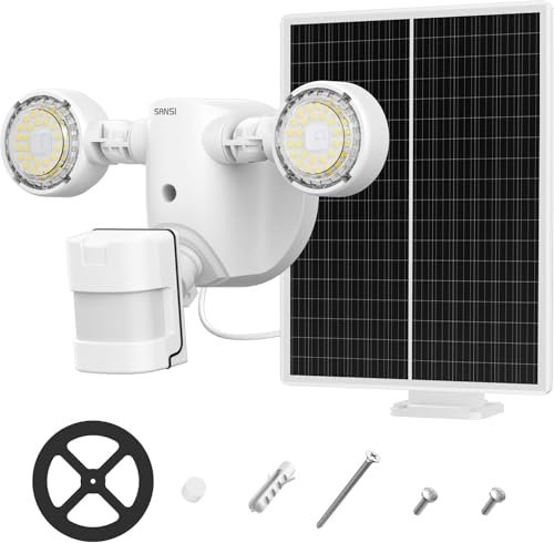 SANSI Solarlampe für Außen, Solarleuchte mit Bewegungsmelder und 2 Betriebsmodi, IP65 wasserdichte Solar-Split Wandleuchte, 500lm 5000K Solar Strahler für Terrasse, Hof, Garage, Garten