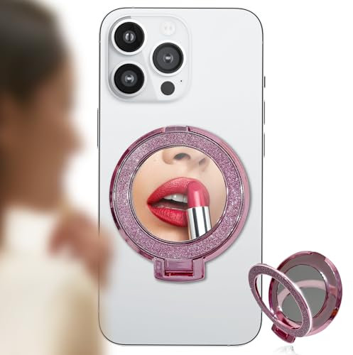 3PCS flash diamond stick-on mobile phone finger ring holder, invisible finger ring clasp stick-on mobile phone holder for all kinds of mobile phones.(Pink)