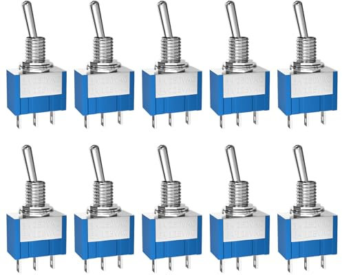SCOOYUCK 10 Pièces Interrupteur a Bascule, 12V 24V 125V 220V (3-250V) SPDT ON ON 3 Broches Mini Interrupteur à Bascule, Pour les Voitures, les Camions, les Bateaux, les Navires