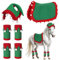 Abbylike Weihnachtsmann-Beinwickel mit Kunstfellbesatz, Allzweck-Schabracke für Weihnachten, Pferd, Kostüm, Zubehör (klassischer Stil, rot, grün), 6 Stück