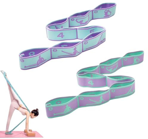 GUTERTOP 2 Stück Yoga Stretching Band, Gymnastikband Elastisch, Dehnungsband mit Schlaufen für Pilates Fitness Stretching Training