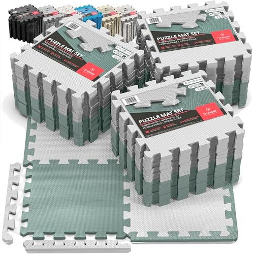 Esterilla Fitness Puzzle para Suelos de Gimnasio | Set de Protección Goma Espuma Losas Caucho para Máquinas de Deporte, Alfombrilla Protector Expandible Tatami Tapiz Alfombra Gym – Set de 3