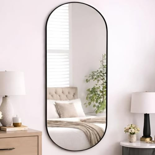 Jobu | Black – 150x60cm Double Arched Full Length Wall Mirror – Modern Vertical or Horizontal Living Room or Dressing Mirror | Emi