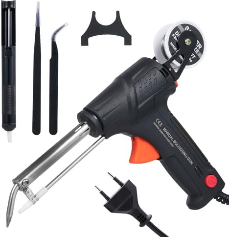 Weytoll Kit saldatore 60W saldatrice elettrica con cavo con filo di saldatura Set saldatrice a una mano per saldatura circuiti stampati Manutenzione elettrica Computer e fai da te