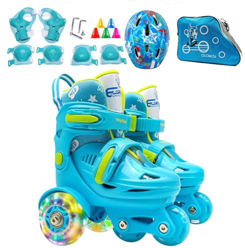 Kinder Rollschuhe Für Mädchen Und, Leuchtende Rollen, Knieschoner,