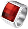 Bestyle Herren Ring Stein Personalisierter Solitärring Edelstahl Bandring Spannrings Edelstein Verlobungsring mit Gravur Geburtsstein Schmuck 70,Silber