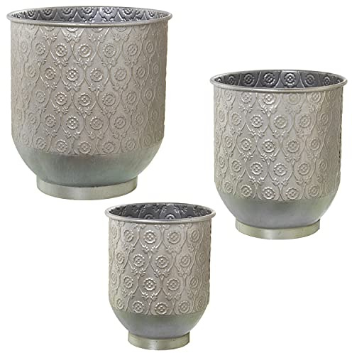 SET 3 MACETEROS METAL PLATEADO °32X34+°26X29+°21X26CM