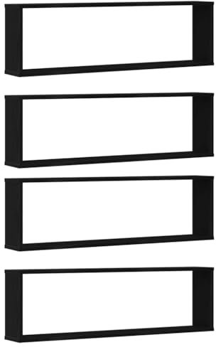 vidaXL Würfelregale 4 STK. Schwarz Eichen-Optik 100x15x30 cm, Würfelaufbewahrung, Würfelorganisator, Schweberegal, Würfelregal, schwebendes Regal
