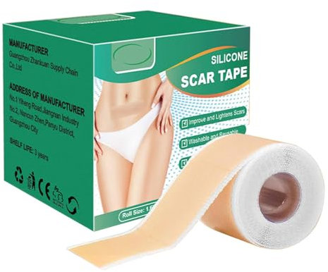 Silicone Scar Tape, Advanced Professional Removal Patch Strips, Reusable Sheets, for Keloid Scars, C Section, Burn, Scratch, Birthmarks, Tummy Tuck, etc., Works With Old and New Scar 4x150cm