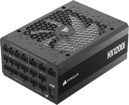CORSAIR HX1200i (2025) Fully Modular Ultra-Low Noise ATX Power Supply with 12V-2x6 Cable – ATX 3.1 & PCIe 5.1 Compliant, Cybenetics Platinum Efficiency, Fluid Dynamic Bearing Fan – Black