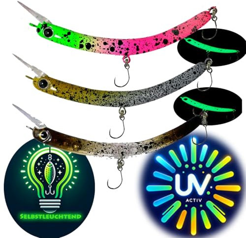 Njord Kalastus Banenwobbler 3er Set UV Aktiv & Selbstleuchtend Forellen Köder Neuheiten 2025 6,5cm 3,6g Forellen Wobbler Forelle Angeln Zubehör (3er Set Reizfarben)