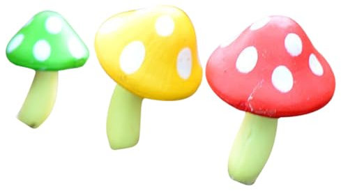 VANZACK Pilz Dekoration 3 Stück Miniatur Gartenfiguren Aus Langlebigem PVC Farbige Kleiner Pilzornamente Für Bonsai Wohn Und Gartendekor Realistische Kleine Pilzstatue