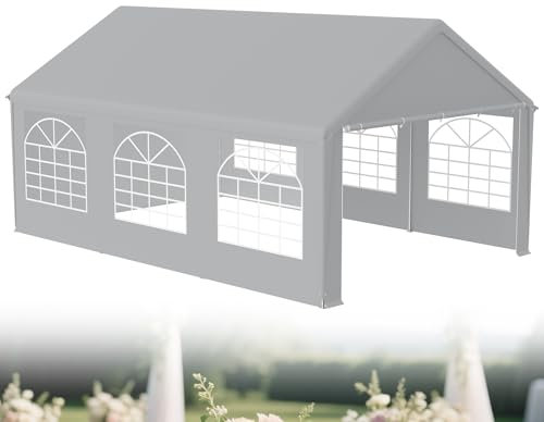 XMTECH Partyzelt Pavillon 4x6 m wasserdicht UV-Schutz 50+ mit herausnehmbaren Seitenteilen, Gartenpavillon Hochzeitszelt 24m² mit PE-Plane, stabil & wetterfest – Grau