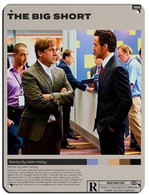 GJHTQLP Filmposter The Big Short, Blechschild, Vintage, Metall, Pub, Club, Café, Bar, Zuhause, Wandkunst, Dekoration, Poster, 30 x 40 cm