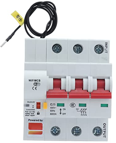 3-Poliger Wlan-Leistungsschalter, Intelligenter Fernbedienungs-Schutzschalter Ac 400 V 25 A 6000 V, Keine Hub-App-Steuerung, Für Außenbeleuchtung Pa66