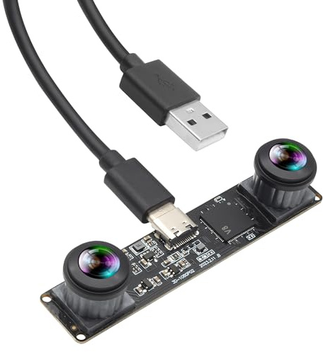 IFWATER Videocamera USB stereo 3D 1080P 60fps Webcam ad alta velocità con sincronizzazione fisheye a 180 gradi Dual Lens 4MP VR Camera Plug and Play per riconoscimento facciale QR Codes Scansione e