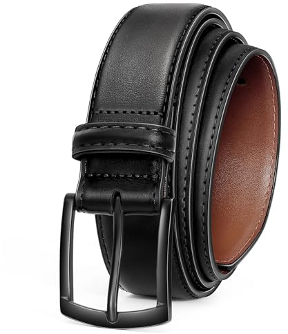 VONMELLI Ledergürtel Herren Leder Gürtel für Business, Freizeit Golf Jeans Hosen 35mm Breit Schwarz