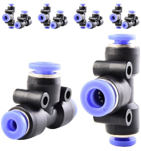 ANGEEK Set da 10 pezzi composto da connettori a T a 3 vie con diametro variabile 4-6-4 mm, raccordi a innesto rapido per tubi, raccordo pneumatici, connessioni pneumatiche plug-and-play
